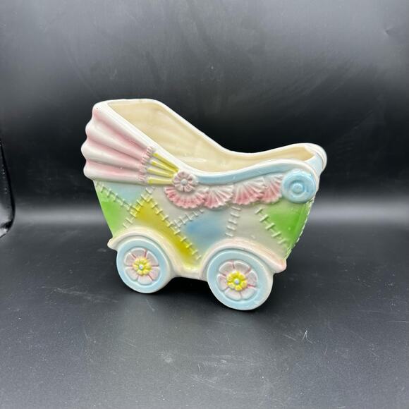 Vintage Baby Carriage Nursery Planter Made in Japan - Picture 1 of 9